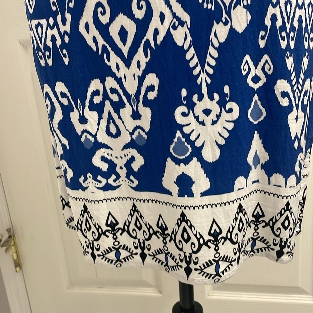 Papillon Blue and White Sleeveless Shift Dress Size S - Picture 5 of 13